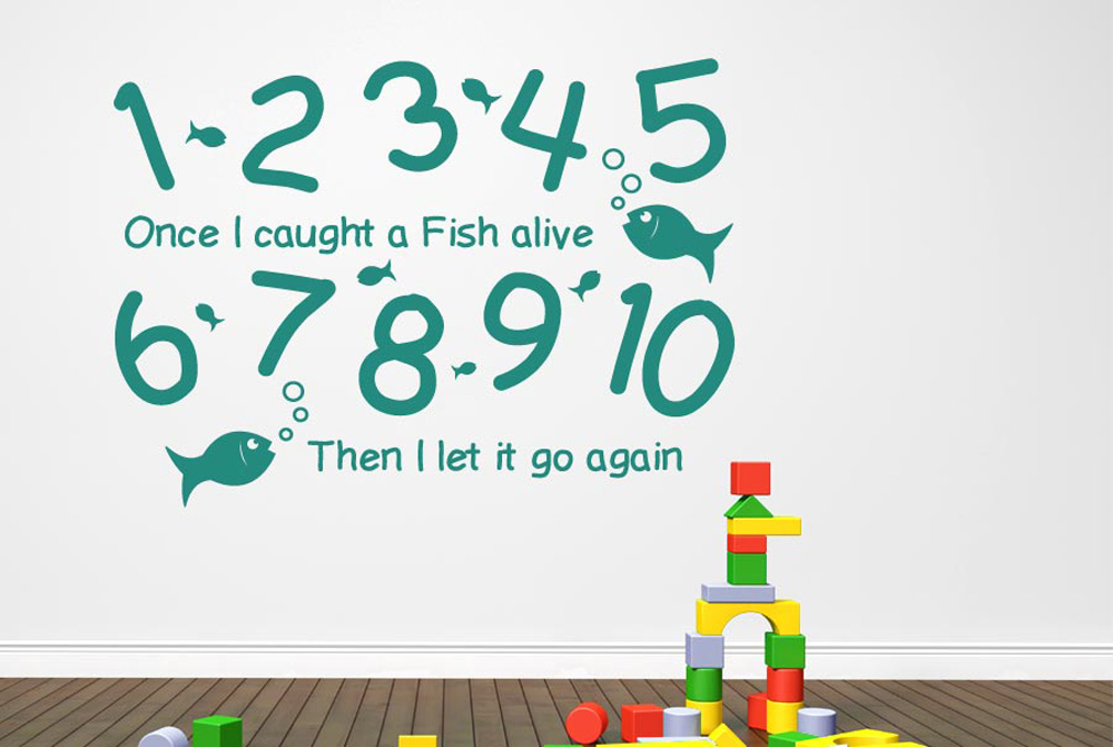 1 2 3 4 5 Once I Caught A Fish Alive Wall Stickers Vinyl Art